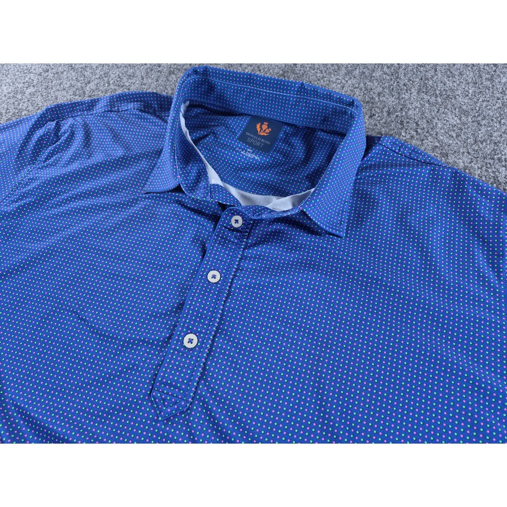 Donald Ross Sport Mens XXL Blue Micro Dot Performance Golf Polo Shirt SS